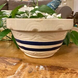 VTG Ransbottom Pottery Bowl 2 Blue Stripes Mixing Dough Bowl Roseville Ohio